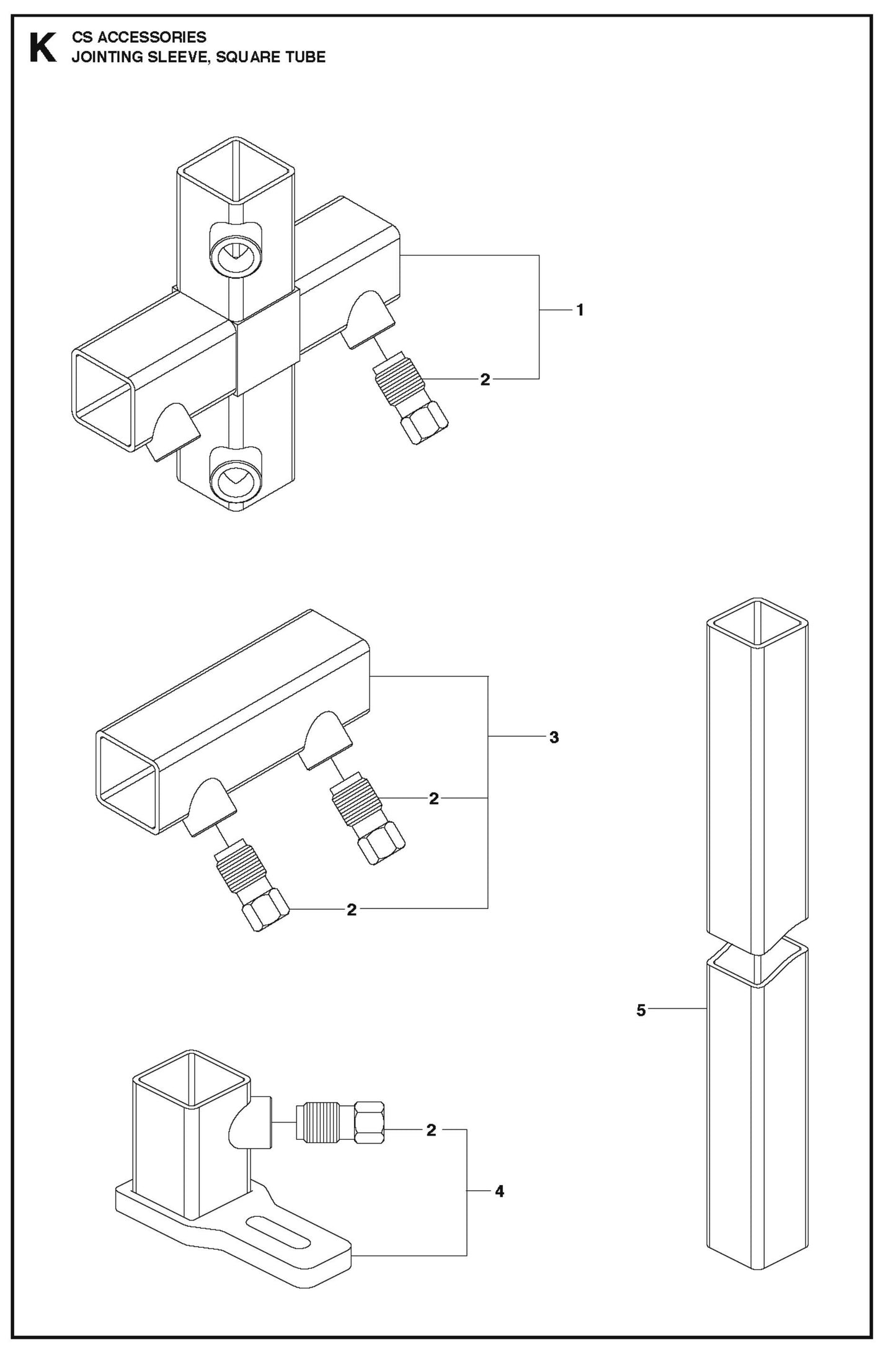Jointing Sleeve, Square Tube Parts For CS 10 Saw Accessories By Husqvarna