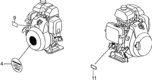 MTX50HD Honda GX100RTKRBF Engine Label Assembly Parts