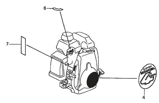 BP-25H Honda GXH50QXA Engine —Labels Assembly Parts By Multiquip