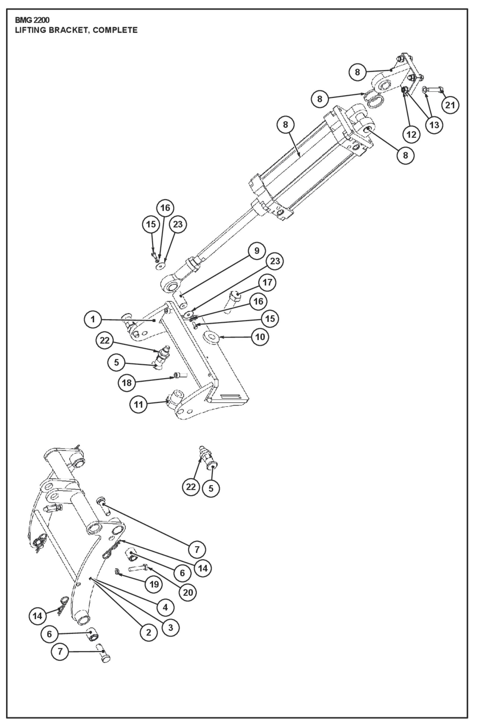 Lifting Bracket, Complete Parts For BMG 2200RC By Husqvarna