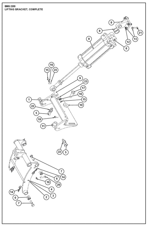Lifting Bracket, Complete Parts For BMG 2200RC By Husqvarna
