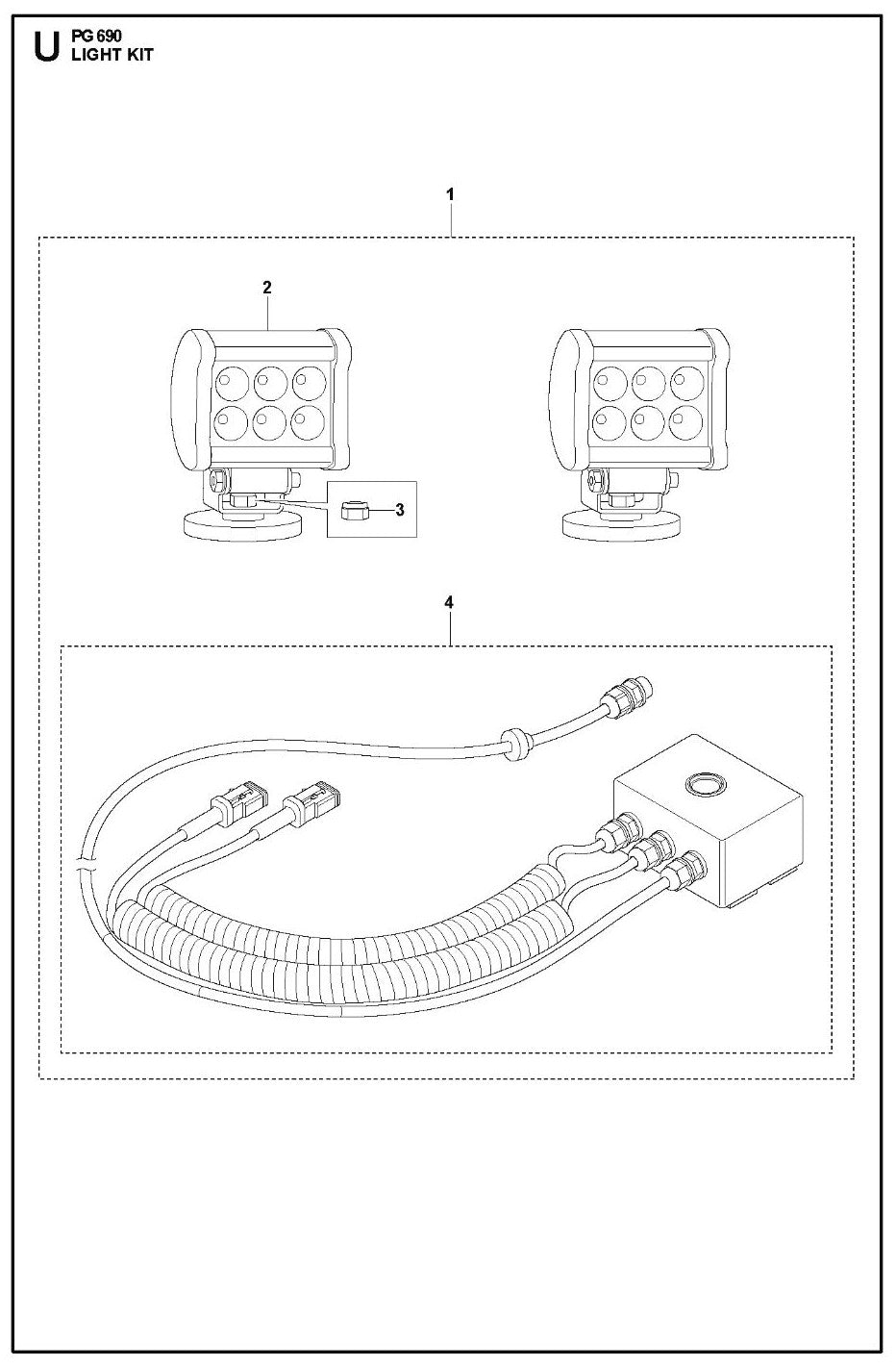 Light Kit Parts For PG 690  By Husqvarna