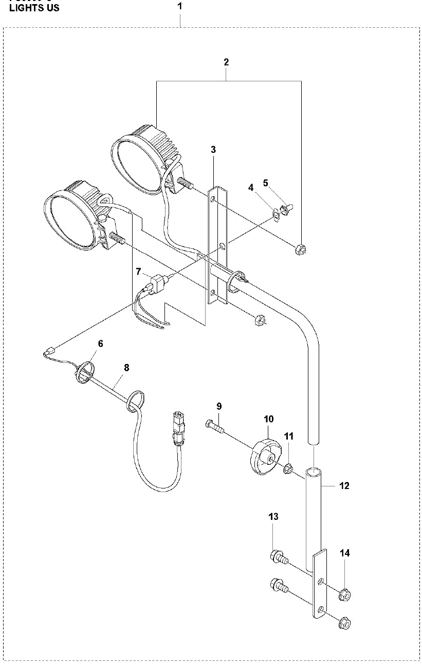 FS3500 Lights US Assembly Parts by Husqvarna