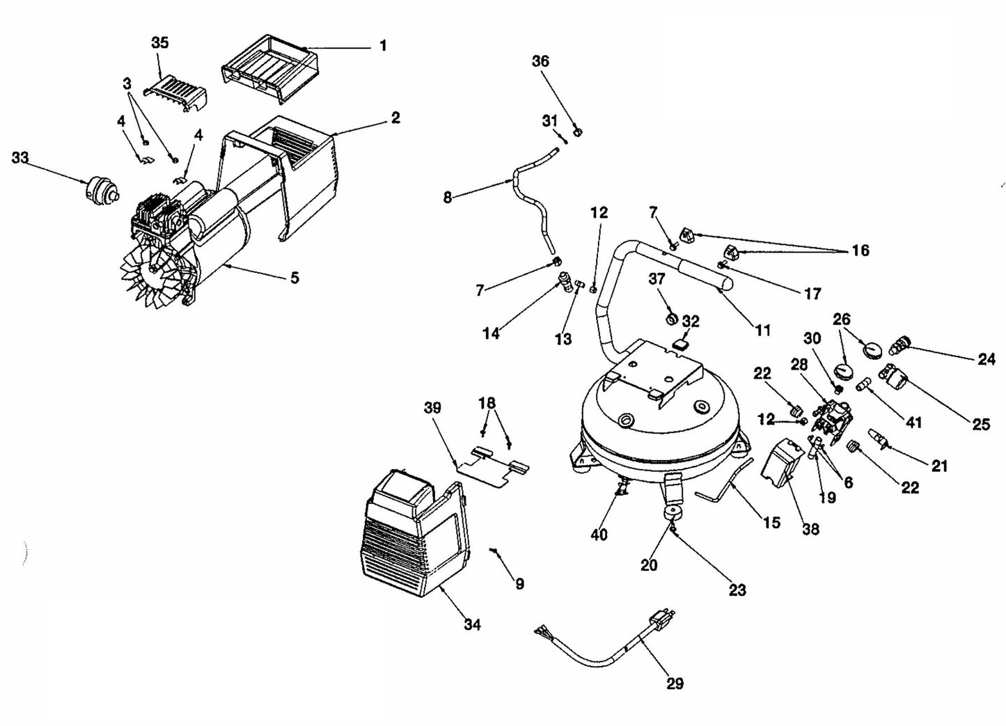MAC1200 Air Compressor 2HP Assembly Parts