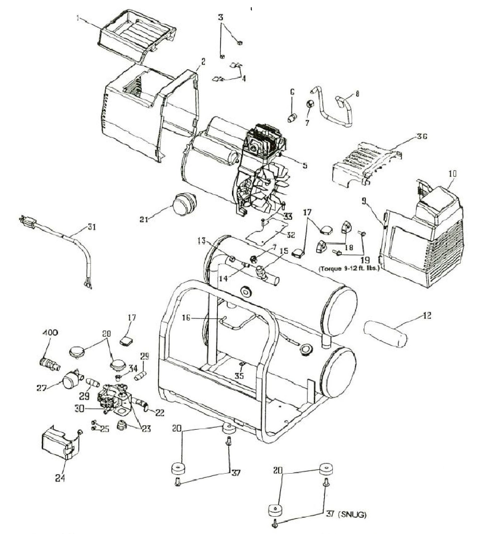 MAC2200 2 H.P Air Compressor Assembly Parts