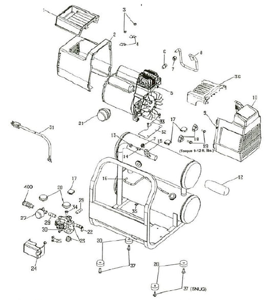 MAC2200 2 H.P Air Compressor Assembly Parts