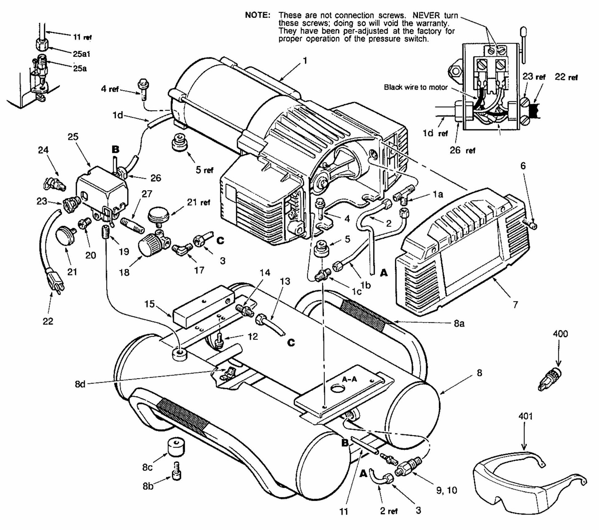 MAC4000 Air Compressor 3.0 HP Assembly Parts