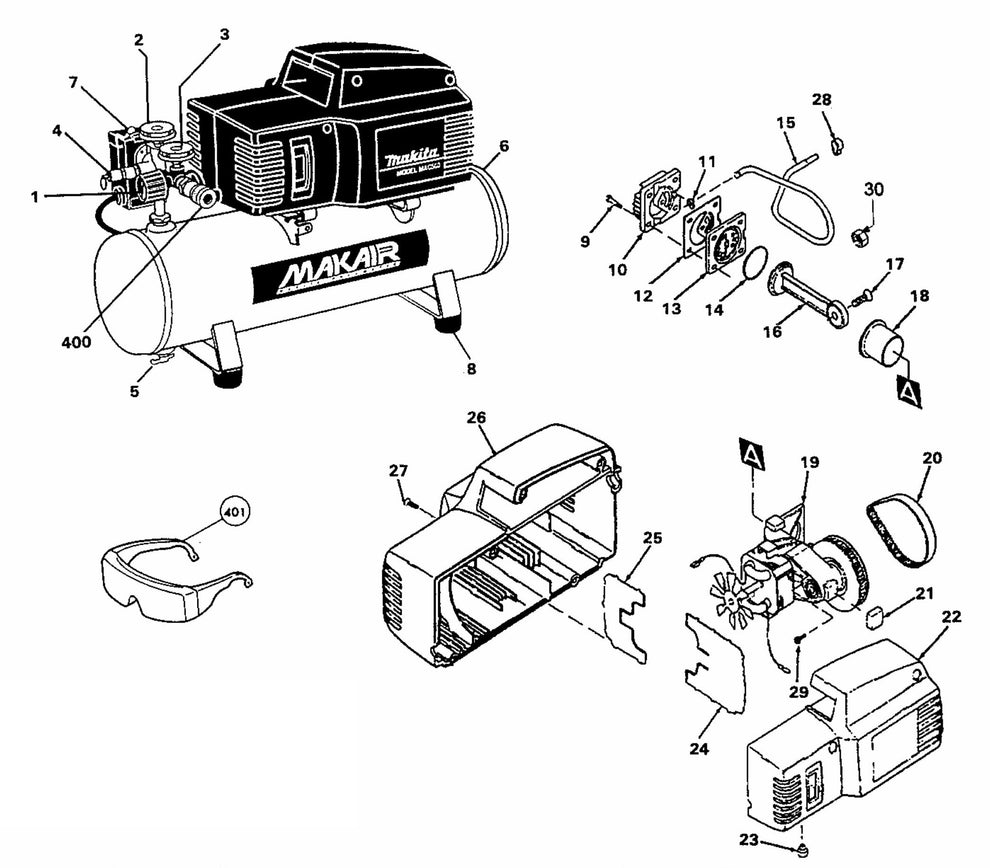 MAC500 Makita air compressor assembly parts