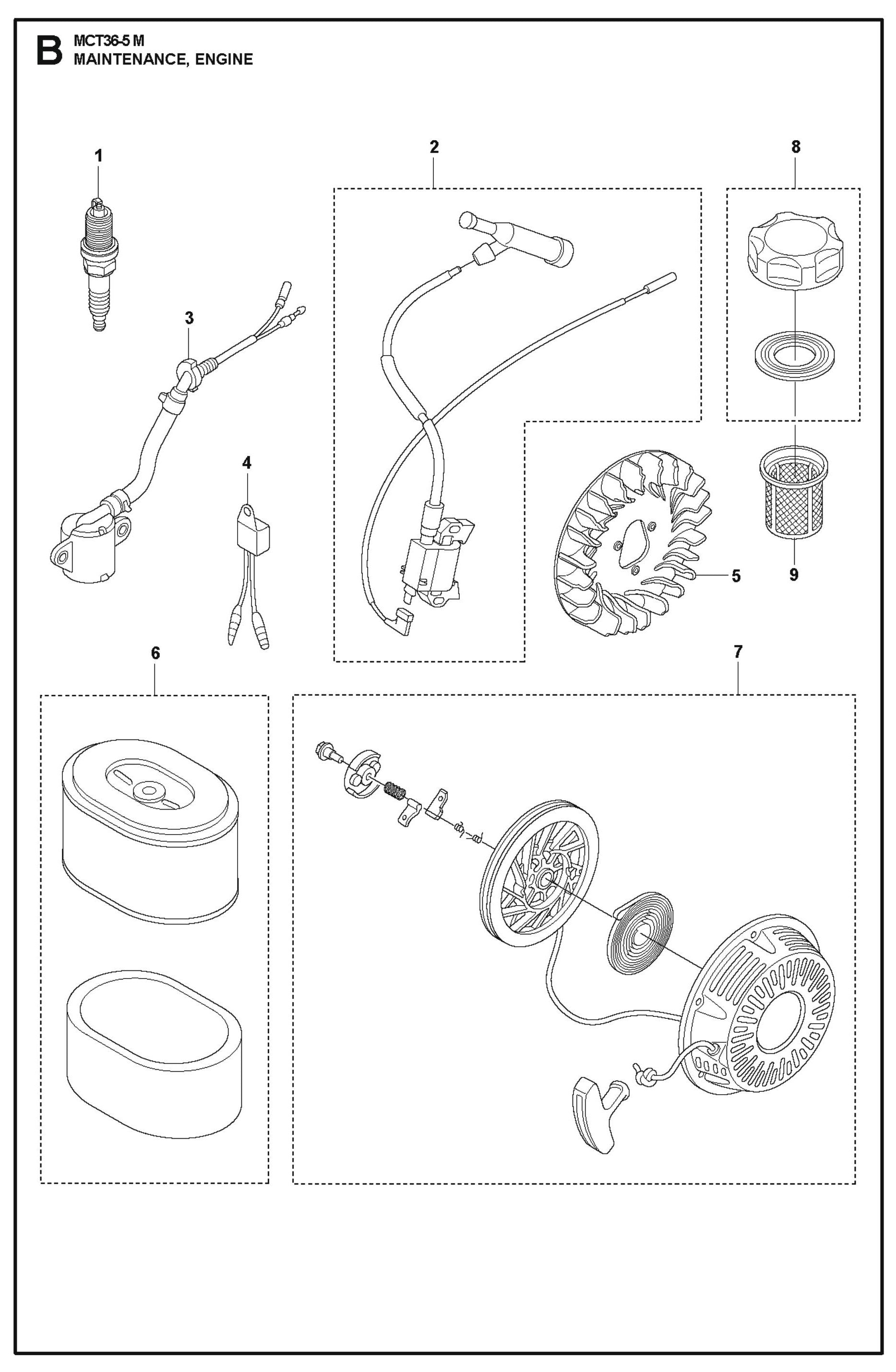 Maintenance, Engine Parts For MCT 36-5 By Husqvarna