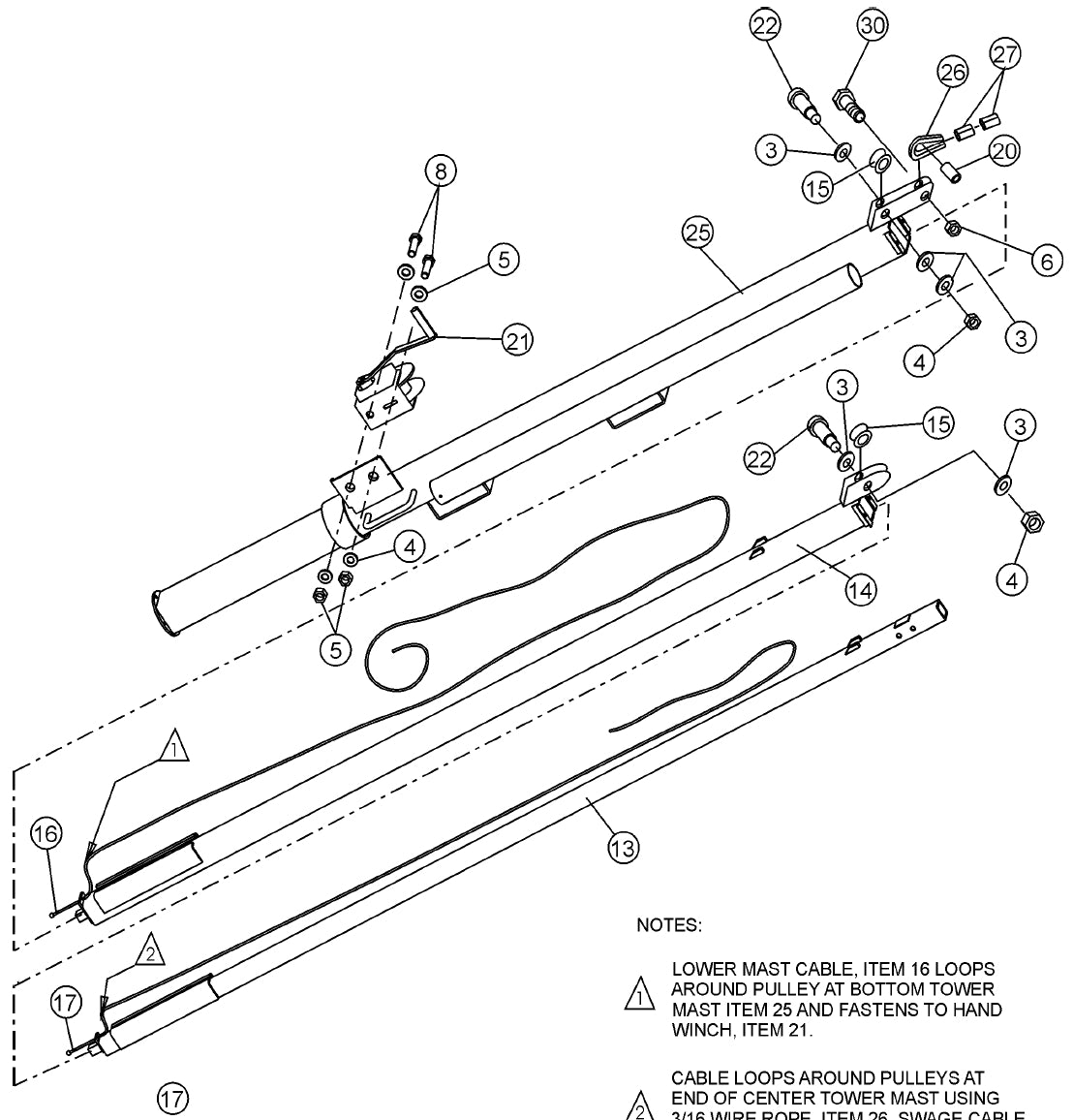 Mast Assembly Parts for MLT Light Towers by Multiquip