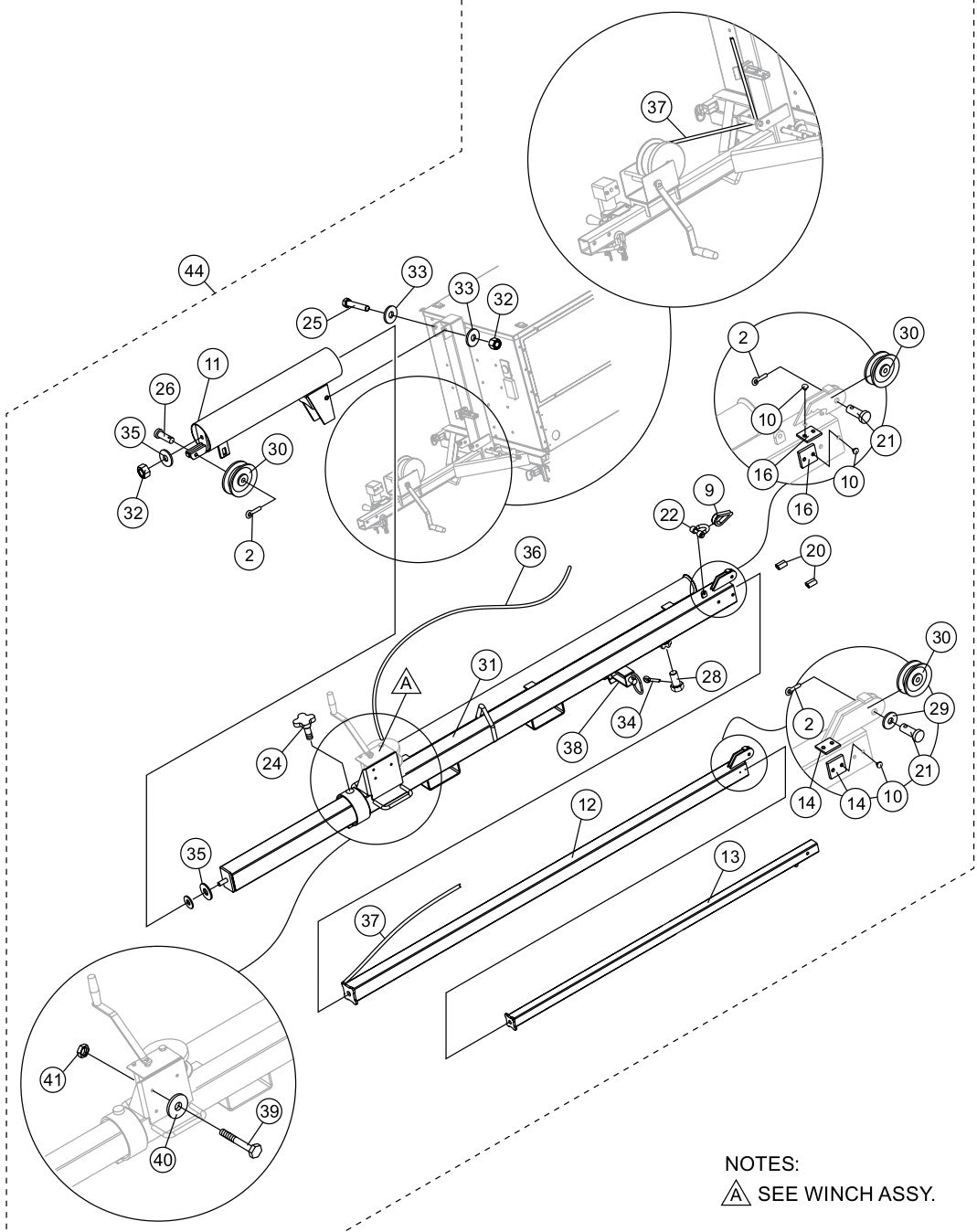 Mast  Assembly Parts for LTD1250SA Light Tower By Multiquip