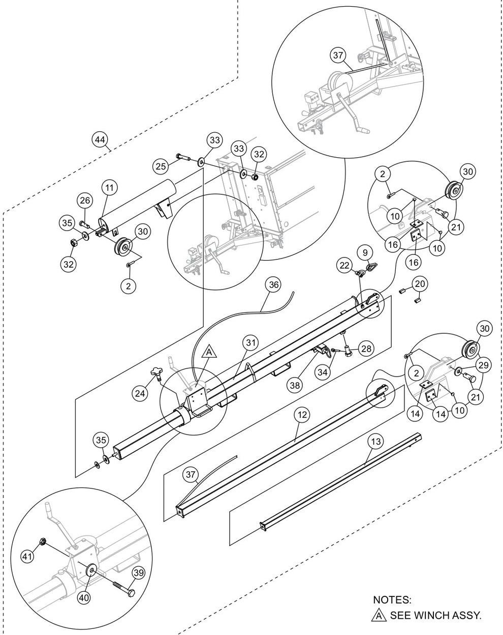 Mast  Assembly Parts for LTD1250SA Light Tower By Multiquip