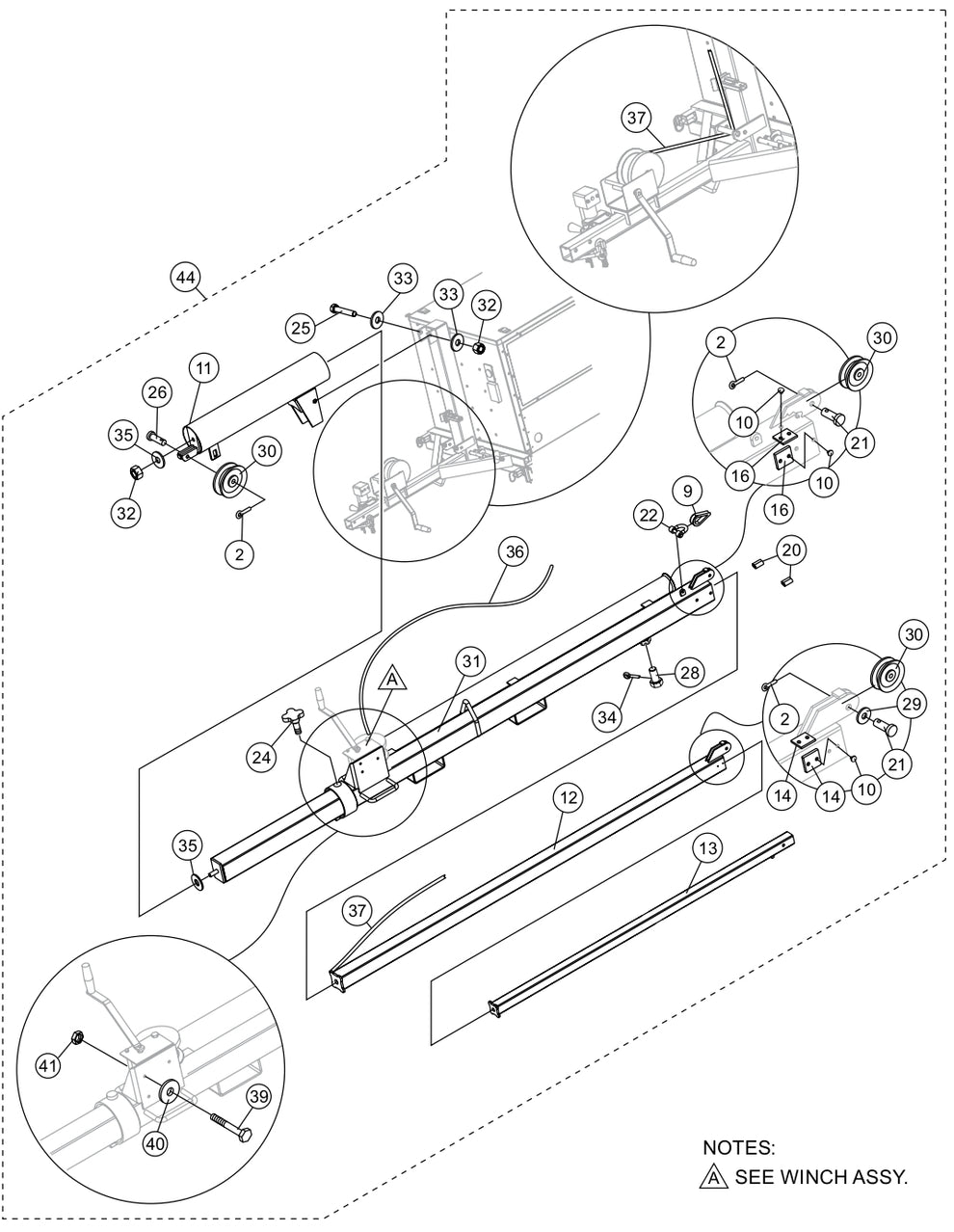 Mast Assembly Parts for LT12DAB Light Tower by Multiquip