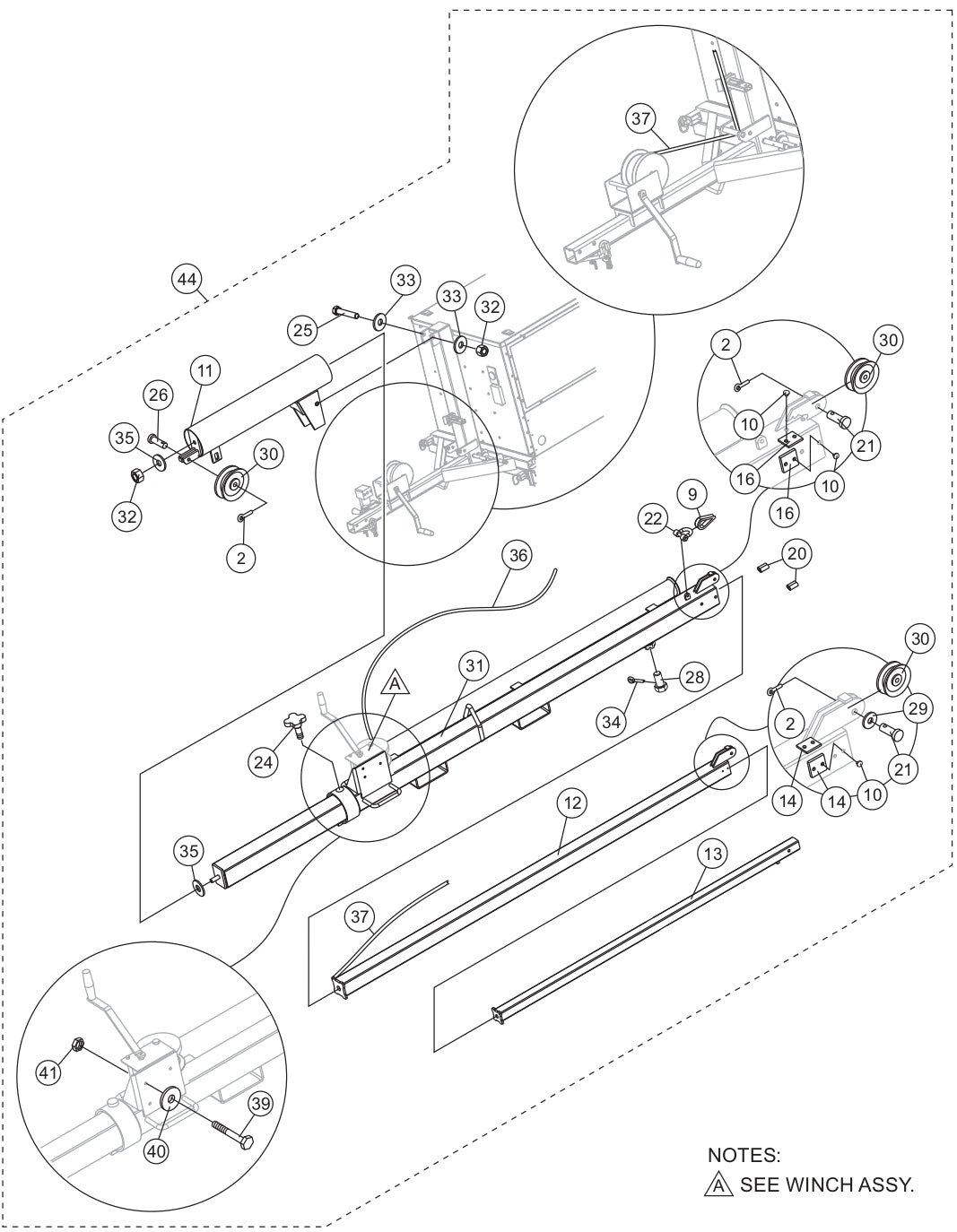 Mast Assembly Parts for LT12D50B Light Tower by Multiquip