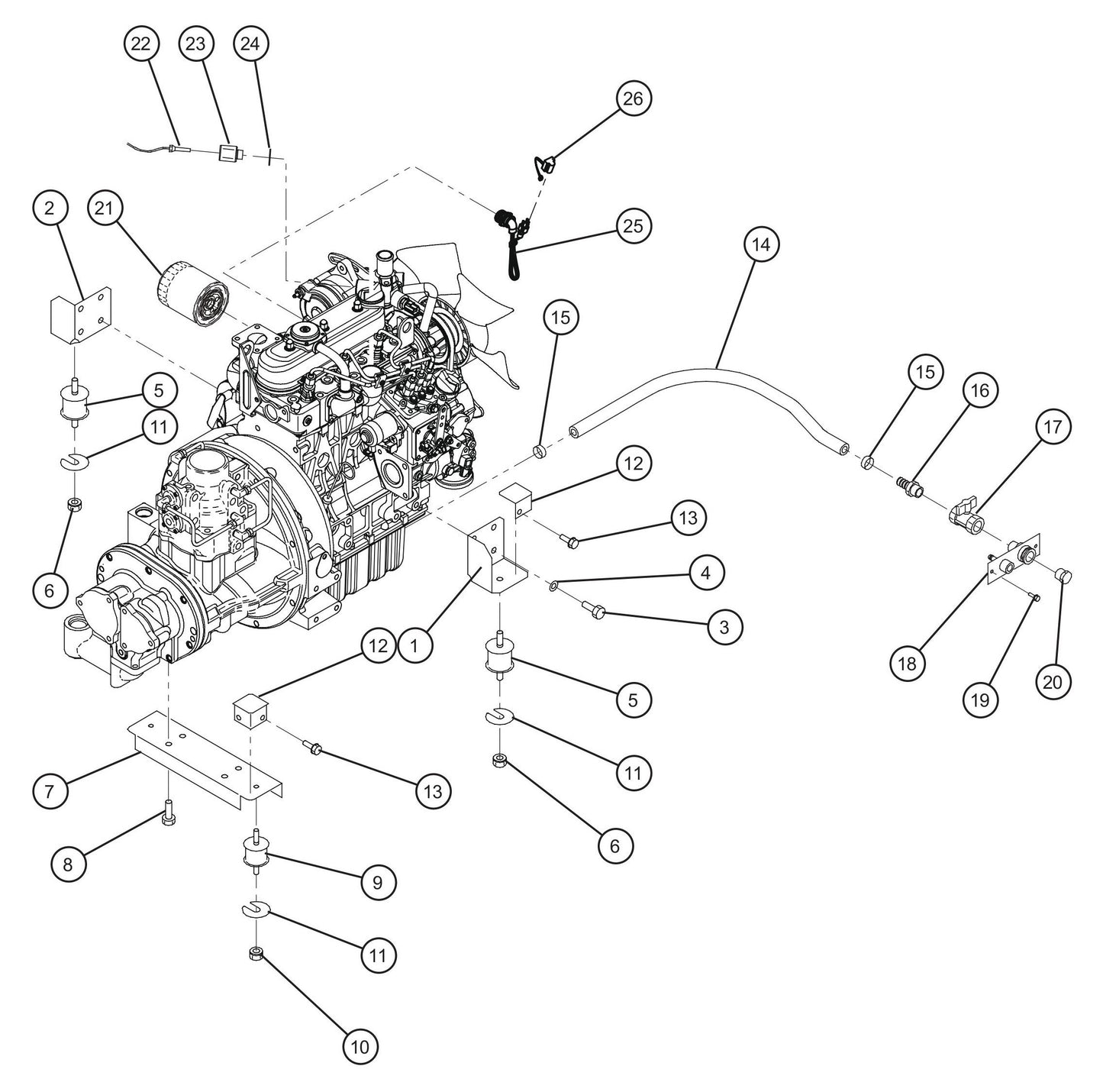 Engine and Mounting Assembly Parts for MAXI-AIR 100 T4F (28-000001 and UP) by Allmand