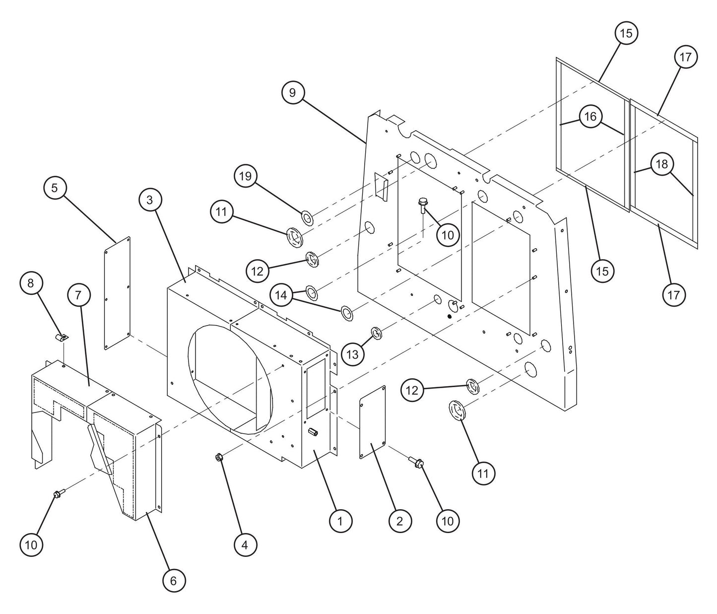 Engine Finger and Fan Guards Assembly Parts for MAXI-AIR 100 T4F (28-000001 and UP) by Allmand