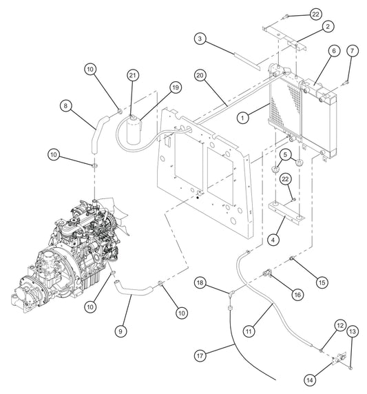 Engine Cooling Group Assembly Parts for MAXI-AIR 100 T4F (28-000001 and UP) by Allmand