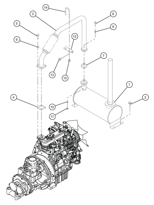 Engine Exhaust Group Assembly Parts for MAXI-AIR 100 T4F (28-000001 and UP) by Allmand