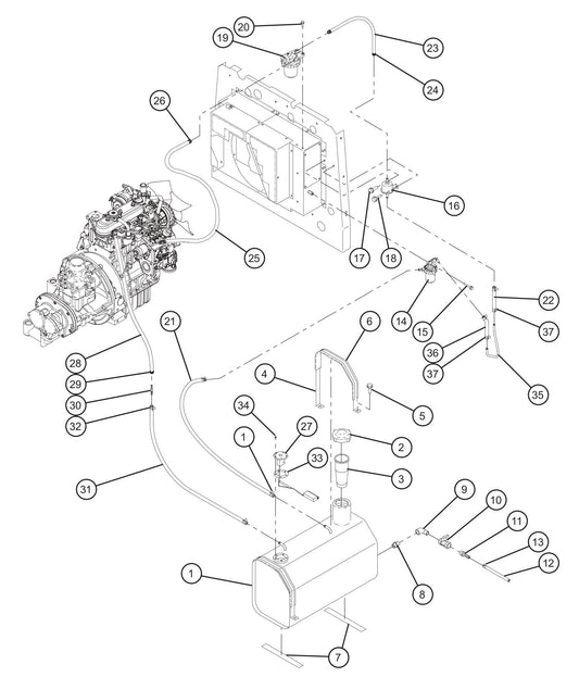 Fuel Tank and Fuel Lines Assembly Parts for MAXI-AIR 100 T4F (28-000001 and UP) by Allmand