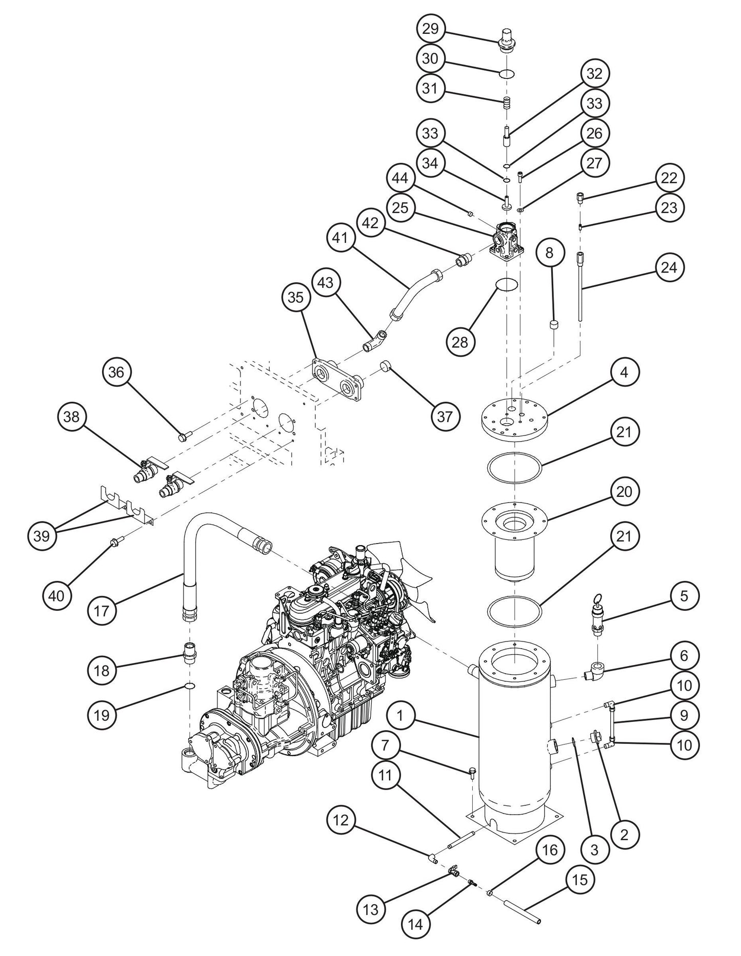Receiver,Separator and Service Header Assembly Parts for MAXI-AIR 100 T4F (28-000001 and UP) by Allmand