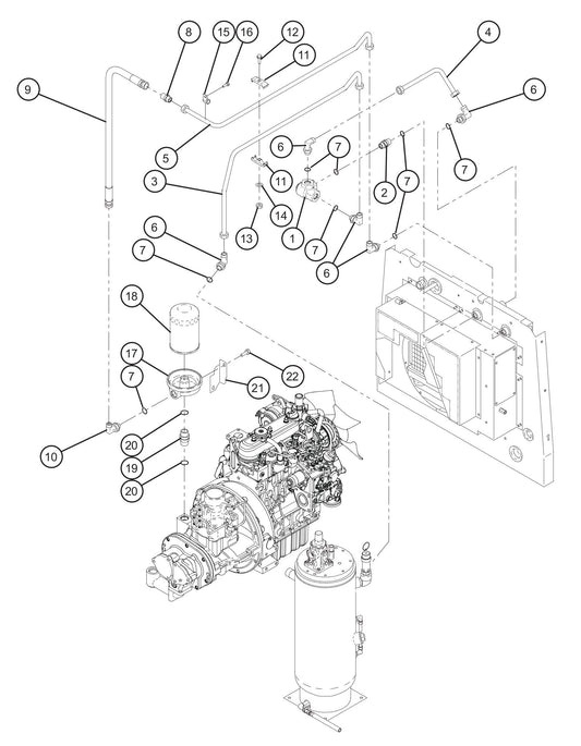 Oil Lines Assembly Parts for MAXI-AIR 100 T4F (28-000001 and UP) by Allmand