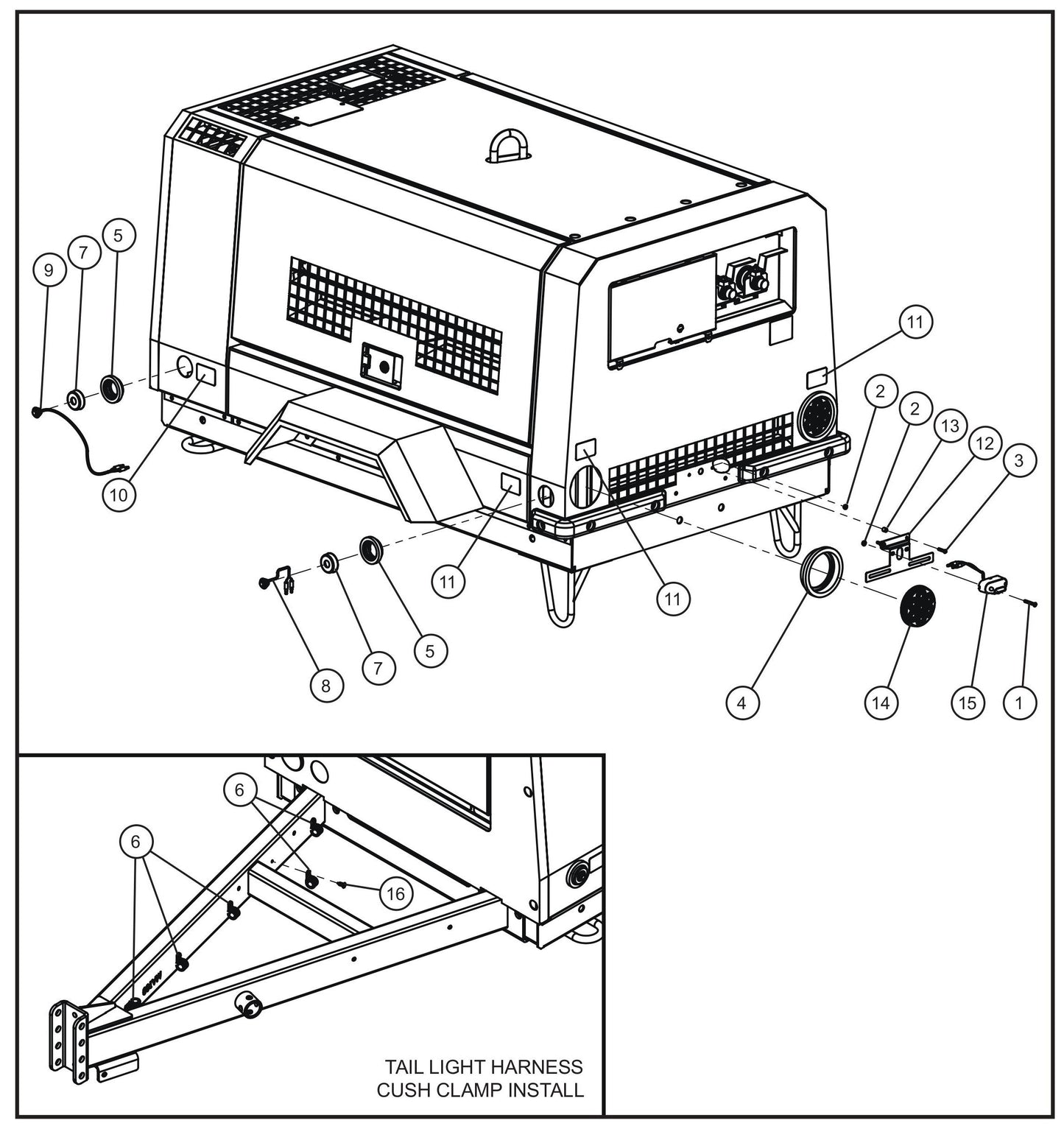 Trailer Lighting Assembly Parts for MAXI-AIR 100 T4F (28-000001 and UP) by Allmand