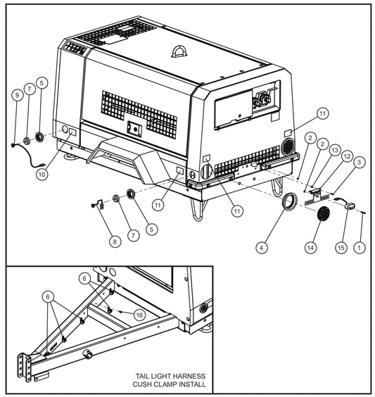 Trailer Lighting Assembly Parts for MAXI-AIR 100 T4F (28-000001 and UP) by Allmand
