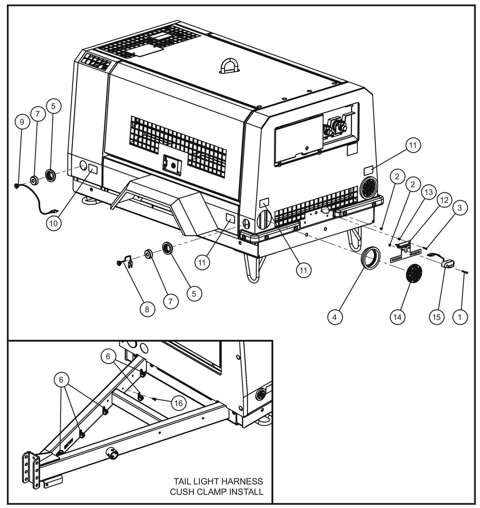 Trailer Lighting Assembly Parts for MAXI-AIR 100 T4F (28-000001 and UP) by Allmand
