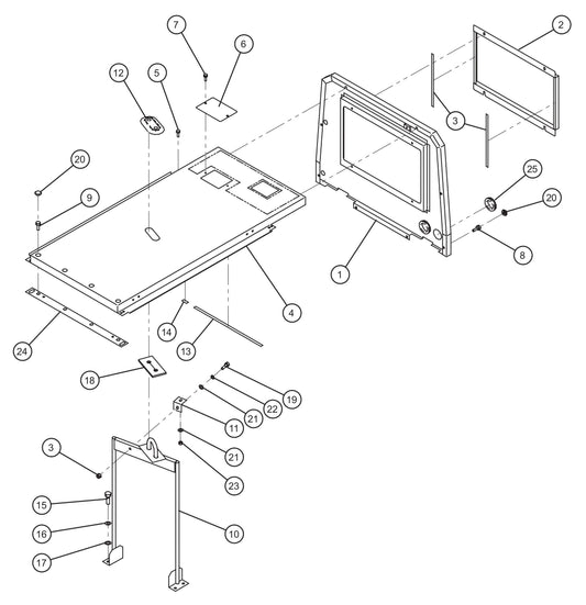 Front and Top Enclosure Panels Assembly Parts for MAXI-AIR 100 T4F (28-000001 and UP) by Allmand