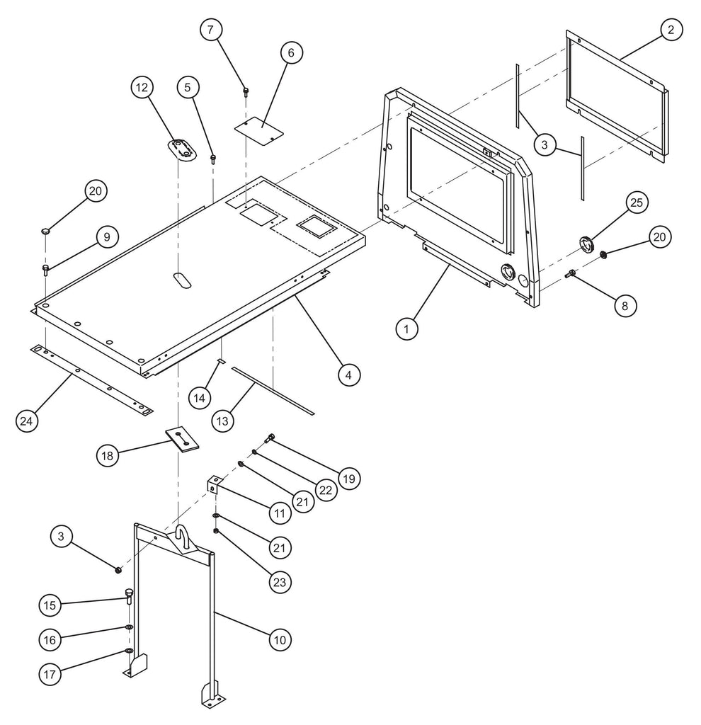 Front and Top Enclosure Panels Assembly Parts for MAXI-AIR 100 T4F (28-000001 and UP) by Allmand