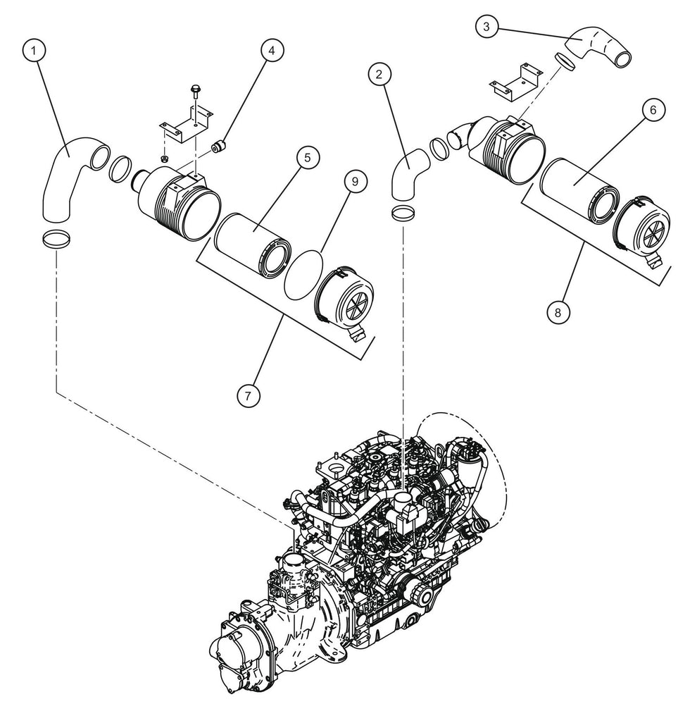 Engine Air Filter Group Assembly Parts for MAXI-AIR 185 (19-000001 and UP) by Allmand