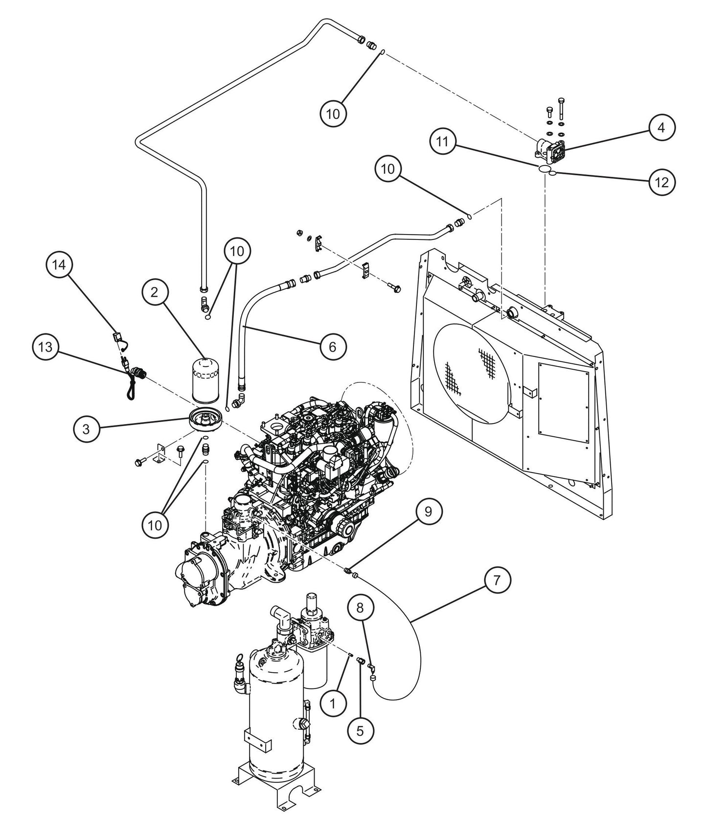 Oil Lines and Block Heater Assembly Parts for MAXI-AIR 185 (19-000001 and UP) by Allmand