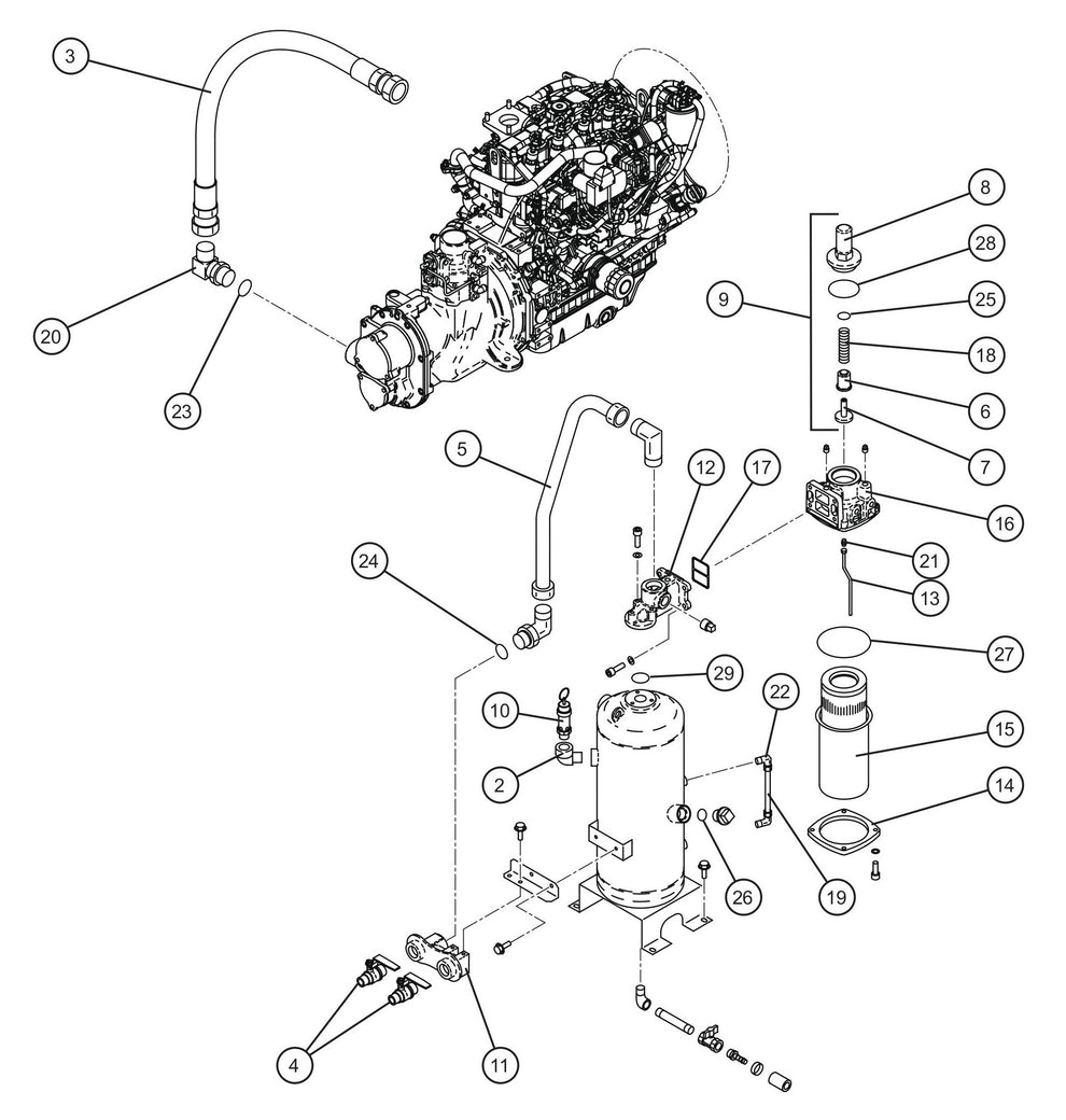Separator and Receiver Group Assembly Parts for MAXI-AIR 185 (19-000001 and UP) by Allmand