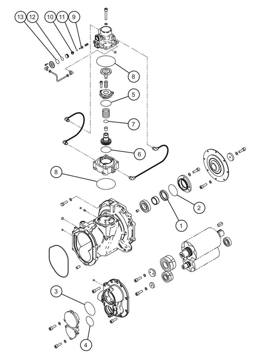 Air End Assembly Group Parts for MAXI-AIR 185 (19-000001 and UP) by Allmand