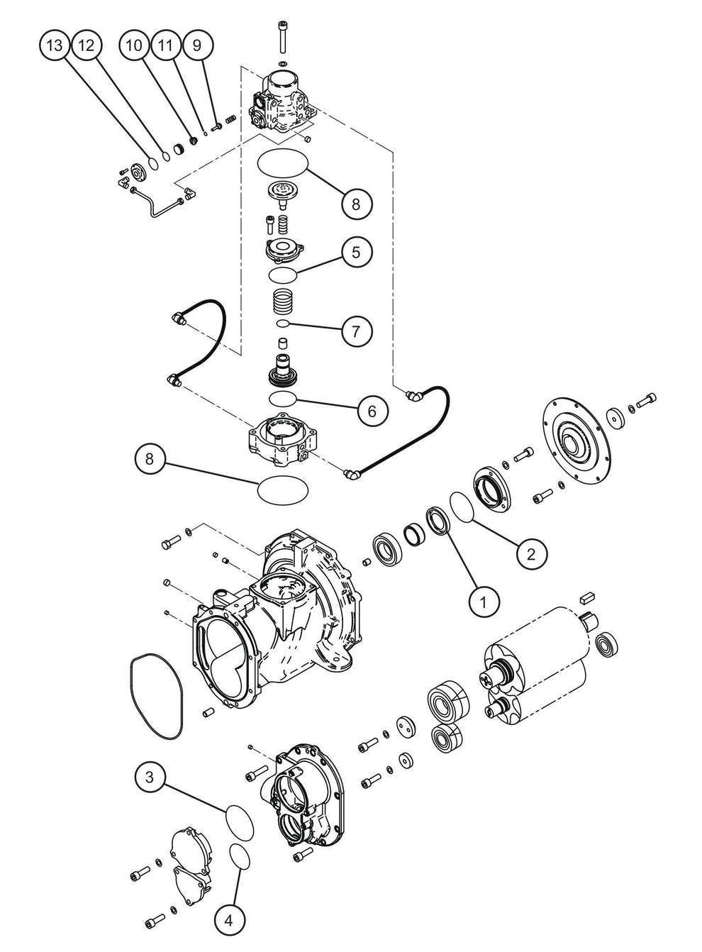 Air End Assembly Group Parts for MAXI-AIR 185 (19-000001 and UP) by Allmand