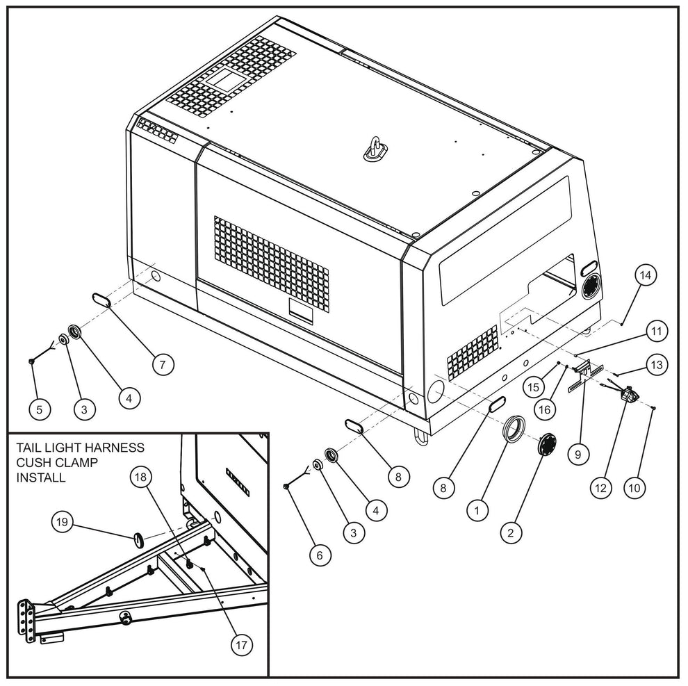 Trailer Lighting Group (Old Style Harness) Assembly Parts for MAXI-AIR 185 (19-000001 and UP) by Allmand
