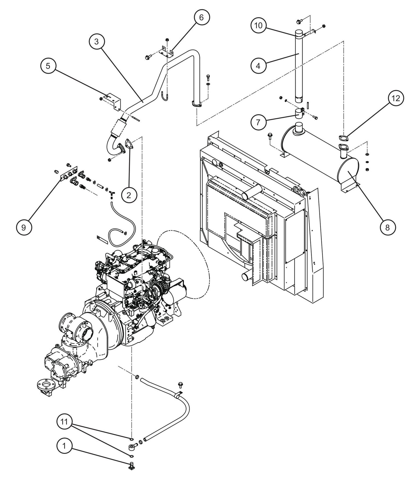 Engine Exhaust Group Assembly Parts for MAXI-AIR 400 T4F (20-000001 and UP) by Allmand