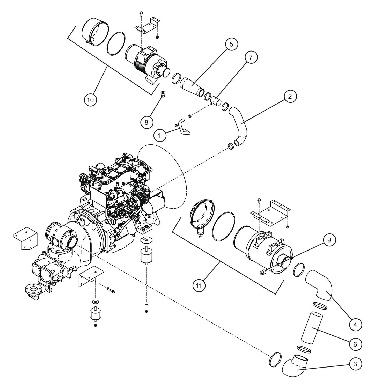 Engine Air Filter Group Assembly Parts for MAXI-AIR 400 T4F (20-000001 and UP) by Allmand