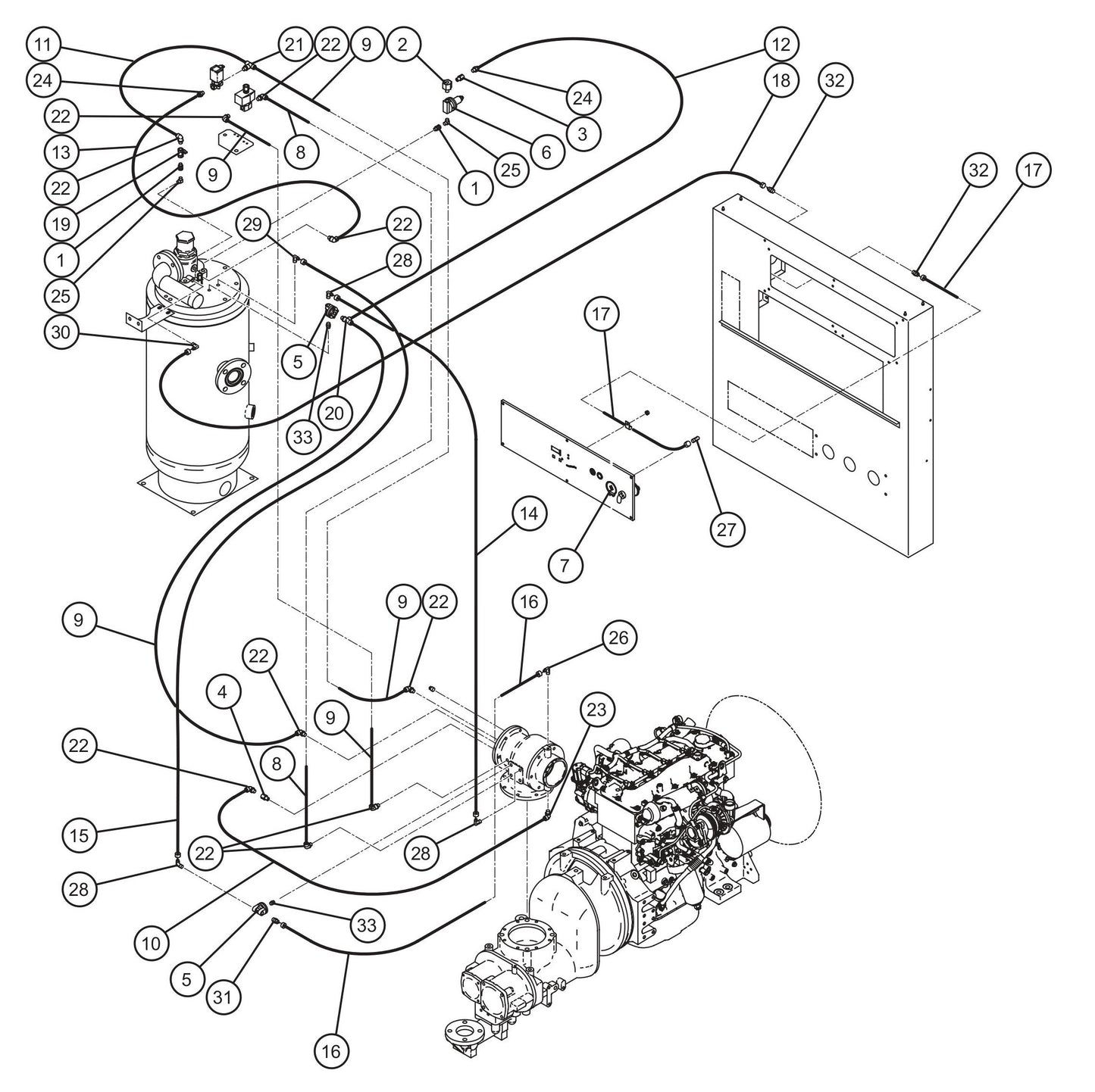 Air Lines Assembly Parts for MAXI-AIR 400 T4F (20-000001 and UP) by Allmand
