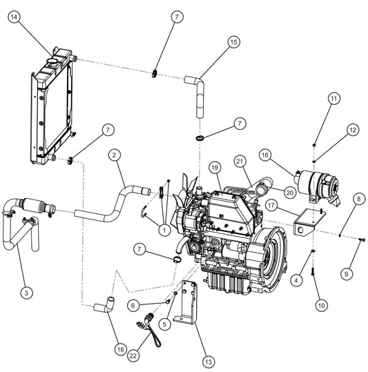 Kubota D1105 Engine JB Radiator Assembly Group (1 of 3) Parts for Maxi-Heat 1MBTU (36-000001 to 36-999999) by Allmand