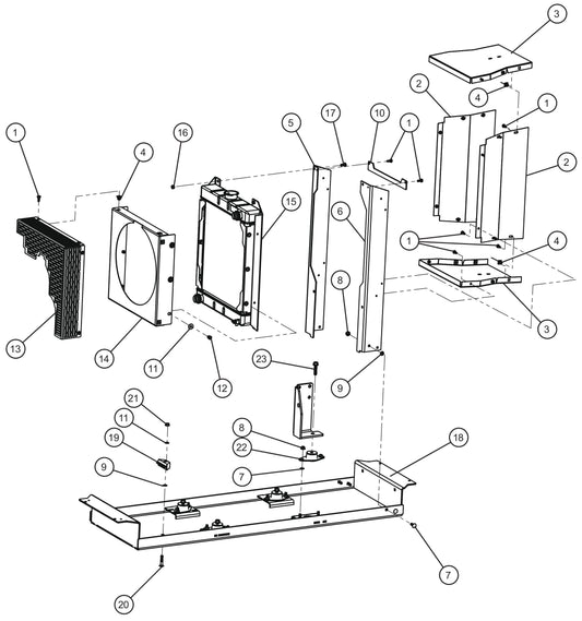 Kubota D1105 Engine JB Radiator Assembly Group (3 of 3) Parts for Maxi-Heat 1MBTU (36-000001 to 36-999999) by Allmand