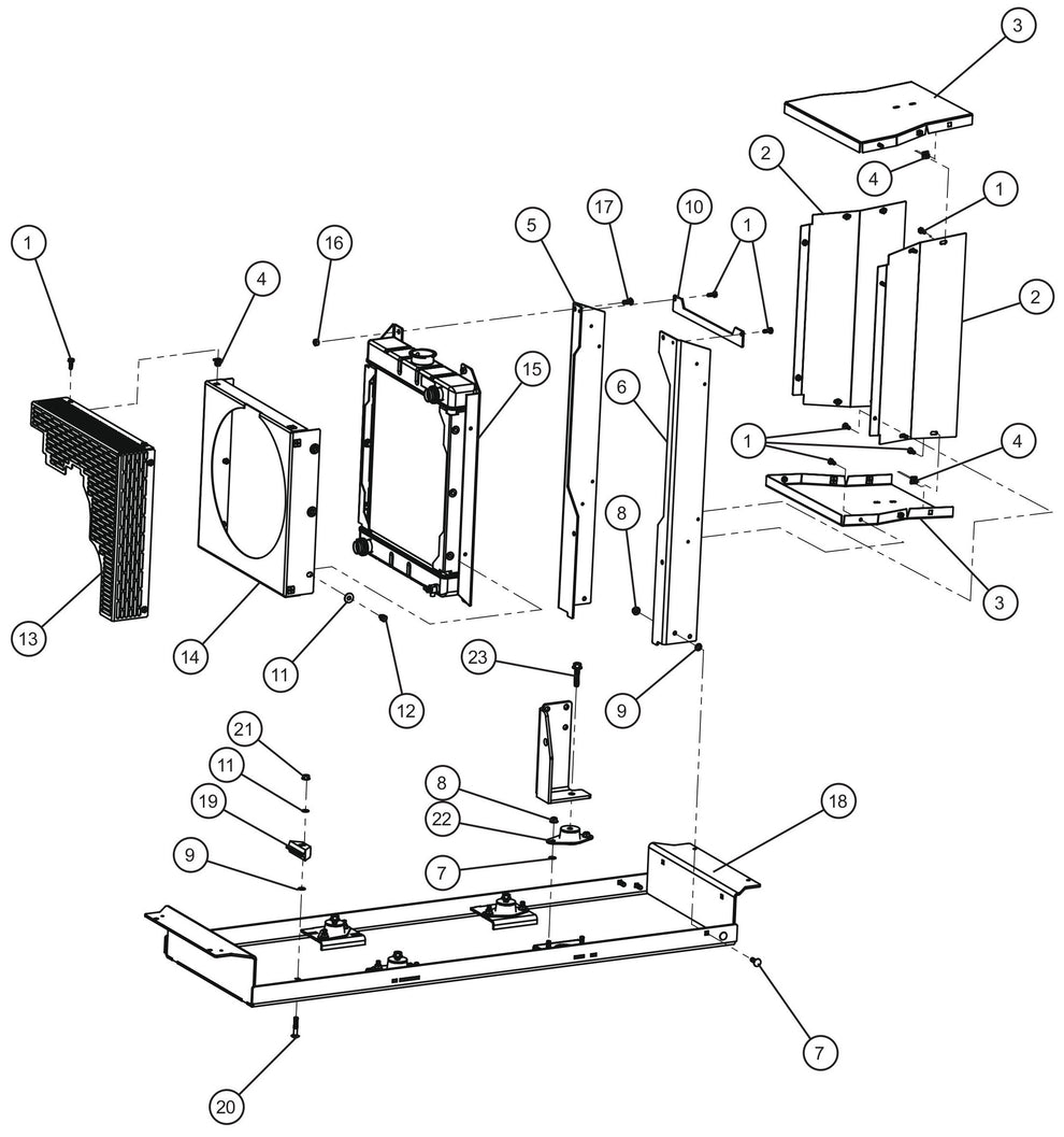 Kubota D1105 Engine JB Radiator Assembly Group (3 of 3) Parts for Maxi-Heat 1MBTU (36-000001 to 36-999999) by Allmand