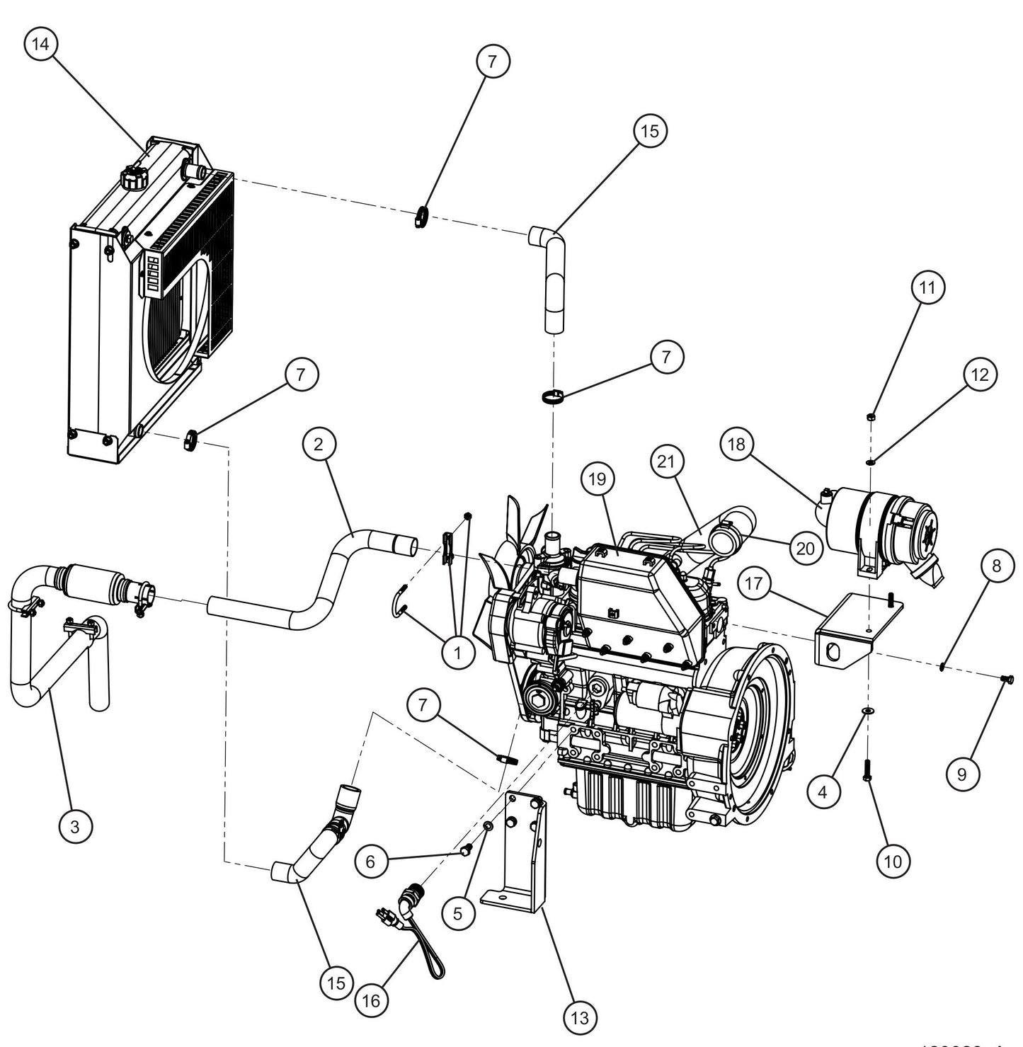 Kubota D1105 Engine RCP Radiator Assembly Group (1 of 3) Parts for Maxi-Heat 1MBTU (36-000001 to 36-999999) by Allmand