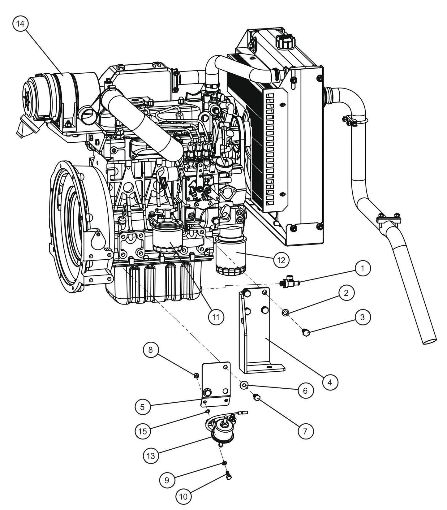 Kubota D1105 Engine RCP Radiator Assembly Group (2 of 3) Parts for Maxi-Heat 1MBTU (36-000001 to 36-999999) by Allmand