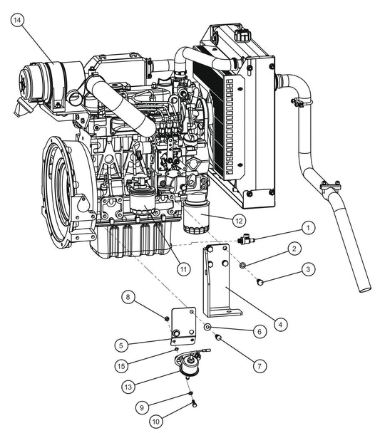 Kubota D1105 Engine RCP Radiator Assembly Group (2 of 3) Parts for Maxi-Heat 1MBTU (36-000001 to 36-999999) by Allmand