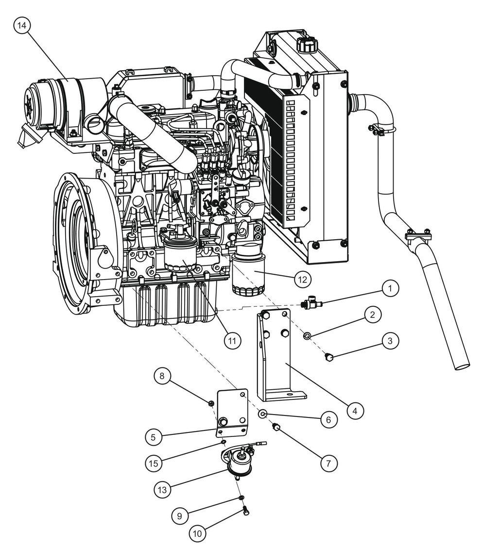 Kubota D1105 Engine RCP Radiator Assembly Group (2 of 3) Parts for Maxi-Heat 1MBTU (36-000001 to 36-999999) by Allmand