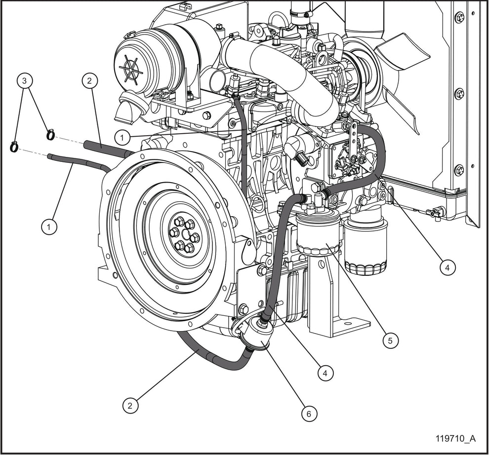 Kubota D1105 Fuel Lines Assembly Parts for Maxi-Heat 1MBTU (36-000001 to 36-999999) by Allmand