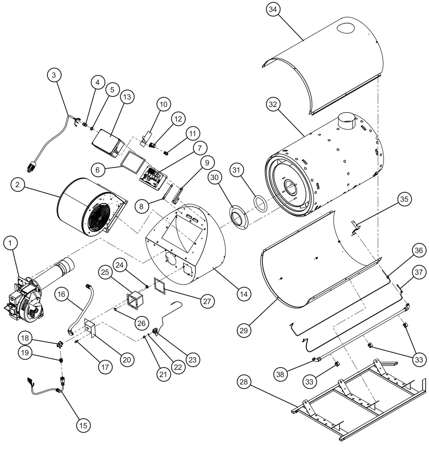 MCS MH500 IQ-R Heater Assembly Group Parts for Maxi-Heat 1MBTU (36-000001 to 36-999999) by Allmand