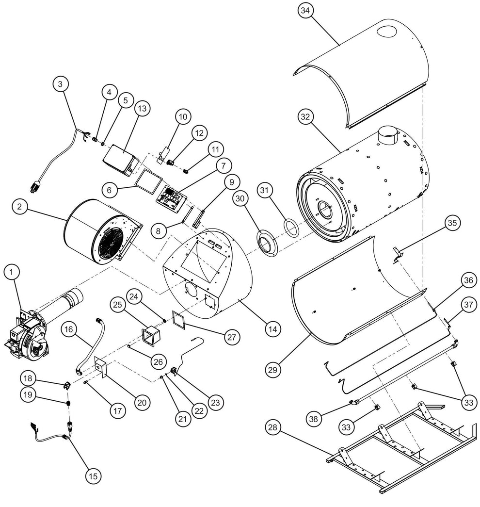 MCS MH500 IQ-R Heater Assembly Group Parts for Maxi-Heat 1MBTU (36-000001 to 36-999999) by Allmand