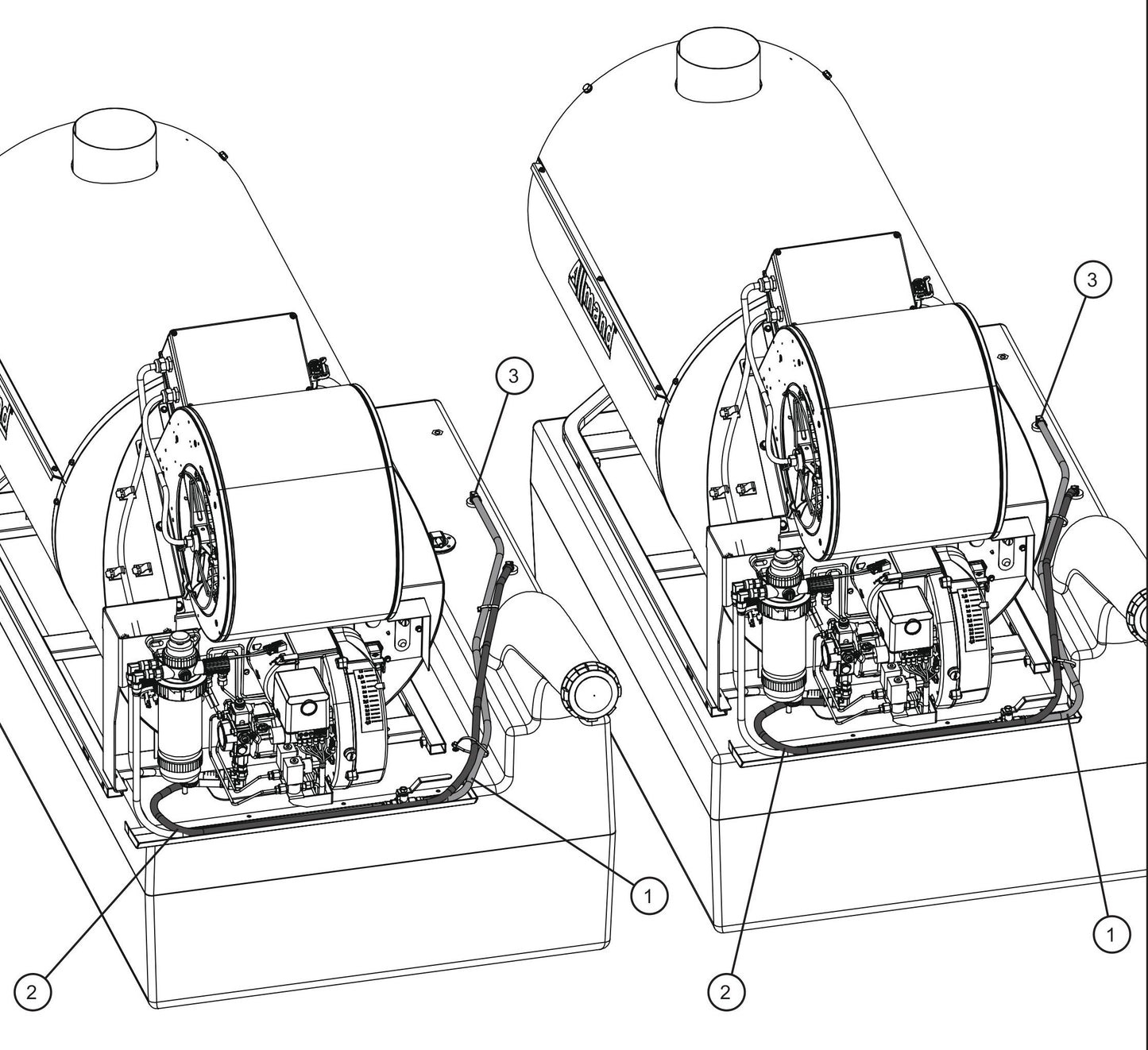 MCS MH500 IQ-R Heater Fuel Lines Triple Poly Tank Assembly Parts for Maxi-Heat 1MBTU (36-000001 to 36-999999) by Allmand